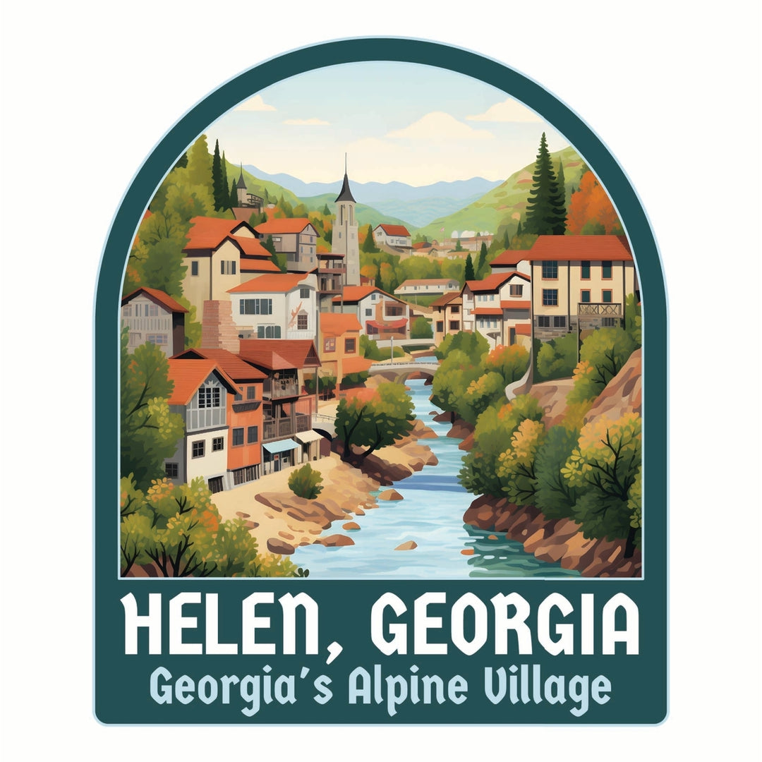 Helen Georgia Alpine Village Design Souvenir Die Cut Flat Magnet Image 1