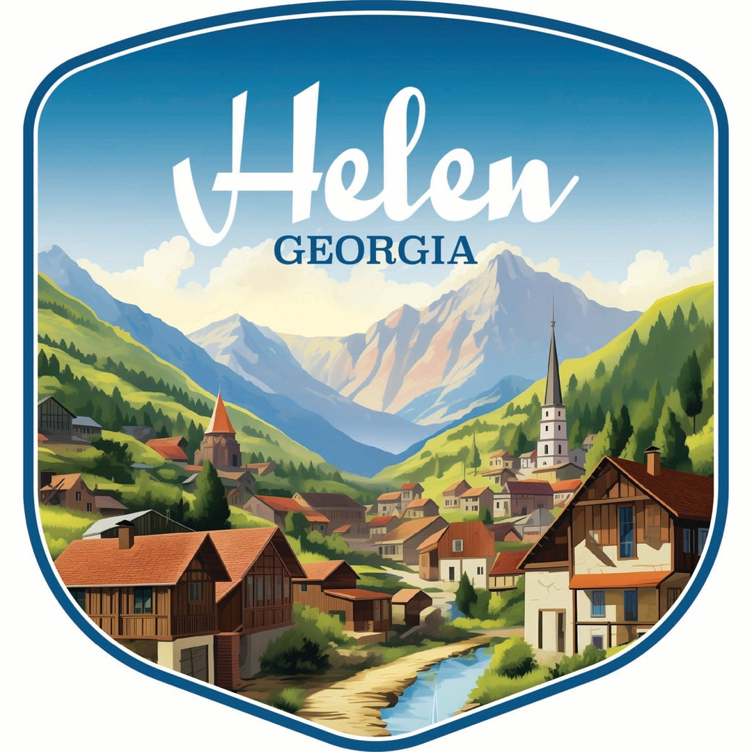 Helen Georgia Town in Mountains Design Souvenir Die Cut Flat Magnet Image 1