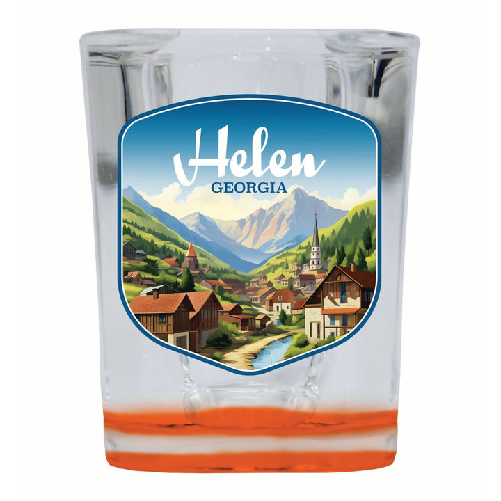 Helen Georgia Town in Mountains Design Souvenir 2 Ounce Shot Glass Square Image 3