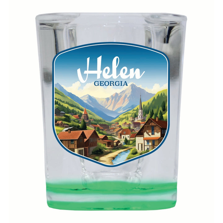 Helen Georgia Town in Mountains Design Souvenir 2 Ounce Shot Glass Square Image 4