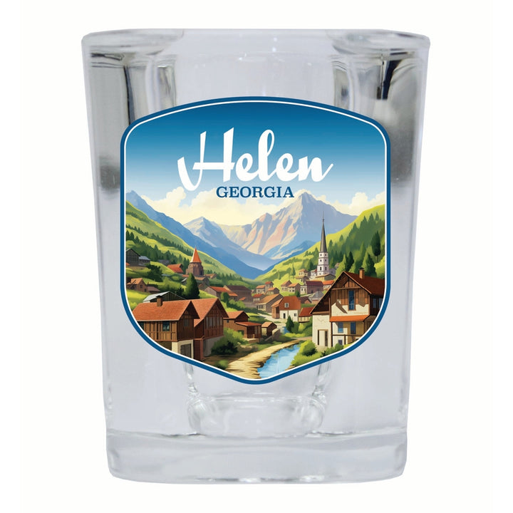 Helen Georgia Town in Mountains Design Souvenir 2 Ounce Shot Glass Square Image 4