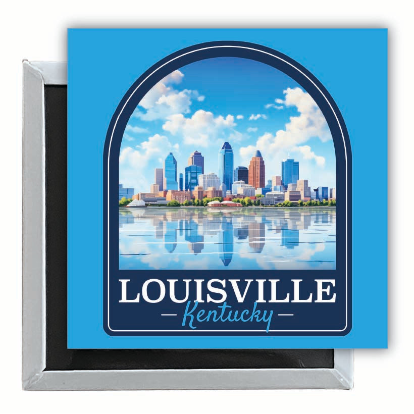 Louisville Kentucky Daytime Cityscape Design Souvenir 2.5 x 2.5-Inch Fridge Magnet Image 1