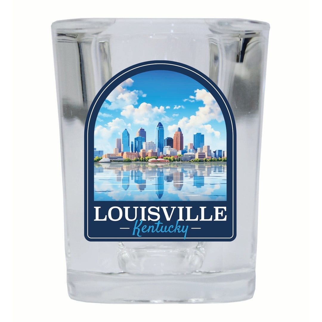 Louisville Kentucky Daytime Cityscape Design Souvenir 2 Ounce Shot Glass Square Image 2