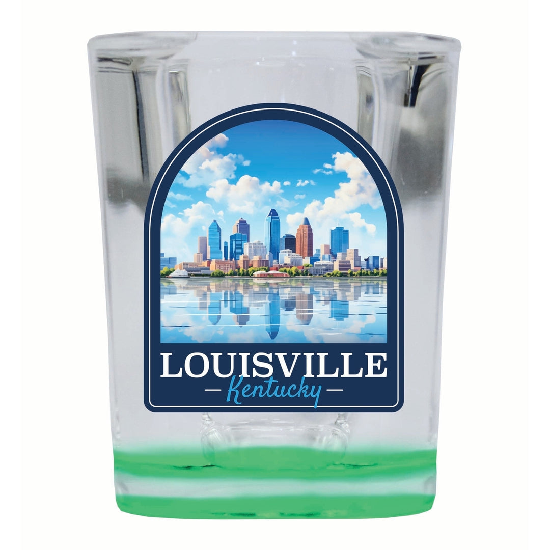 Louisville Kentucky Daytime Cityscape Design Souvenir 2 Ounce Shot Glass Square Image 1