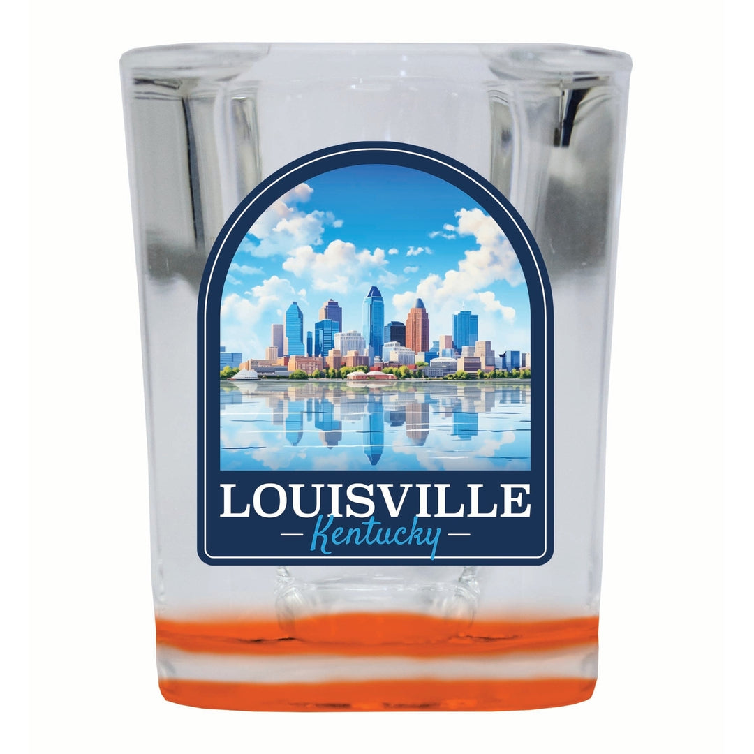 Louisville Kentucky Daytime Cityscape Design Souvenir 2 Ounce Shot Glass Square Image 4