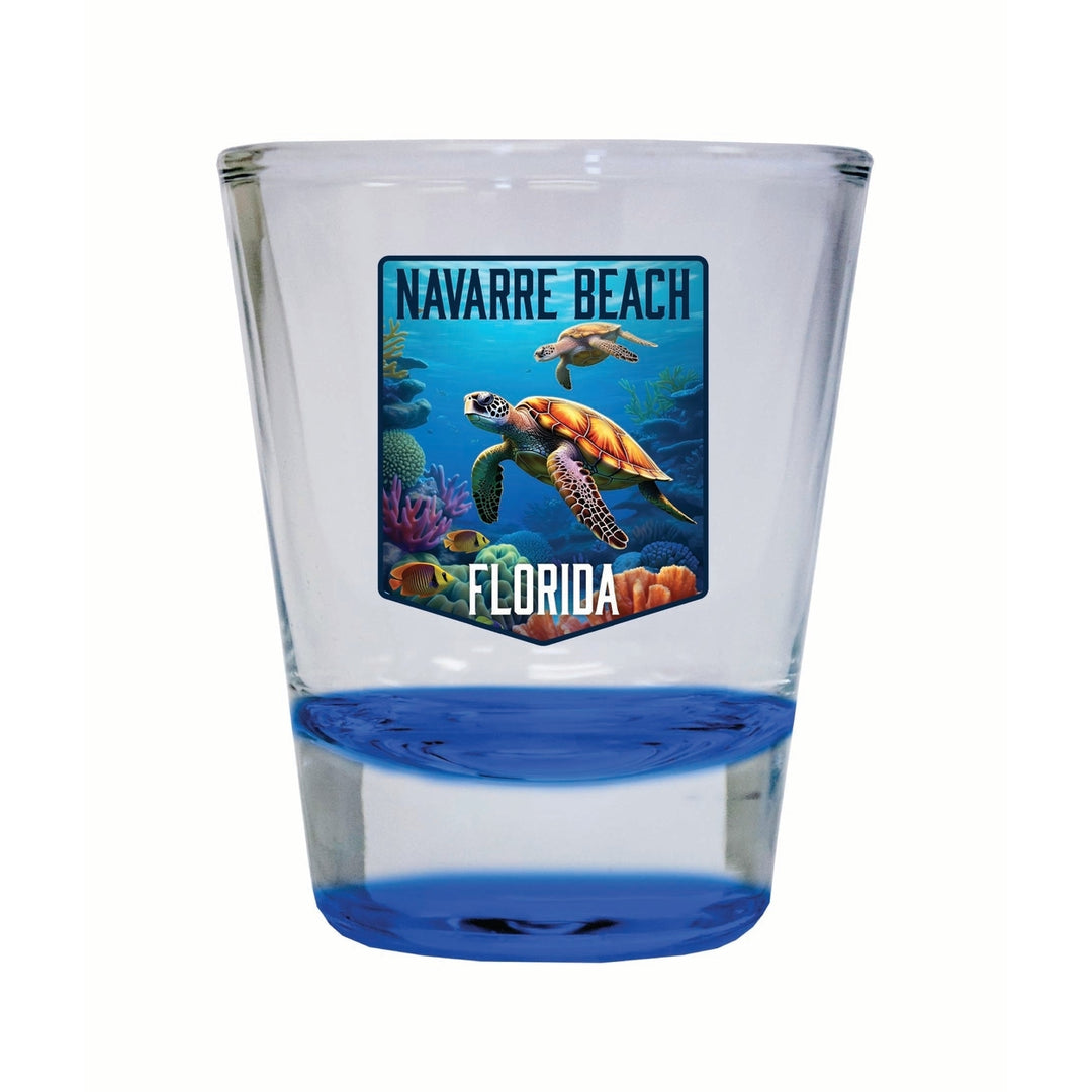 Navarre Beach Florida Underwater Turtle Design Souvenir 2 Ounce Shot Glass Round Image 1