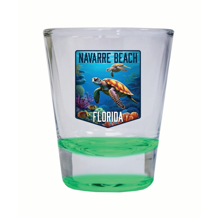 Navarre Beach Florida Underwater Turtle Design Souvenir 2 Ounce Shot Glass Round Image 3