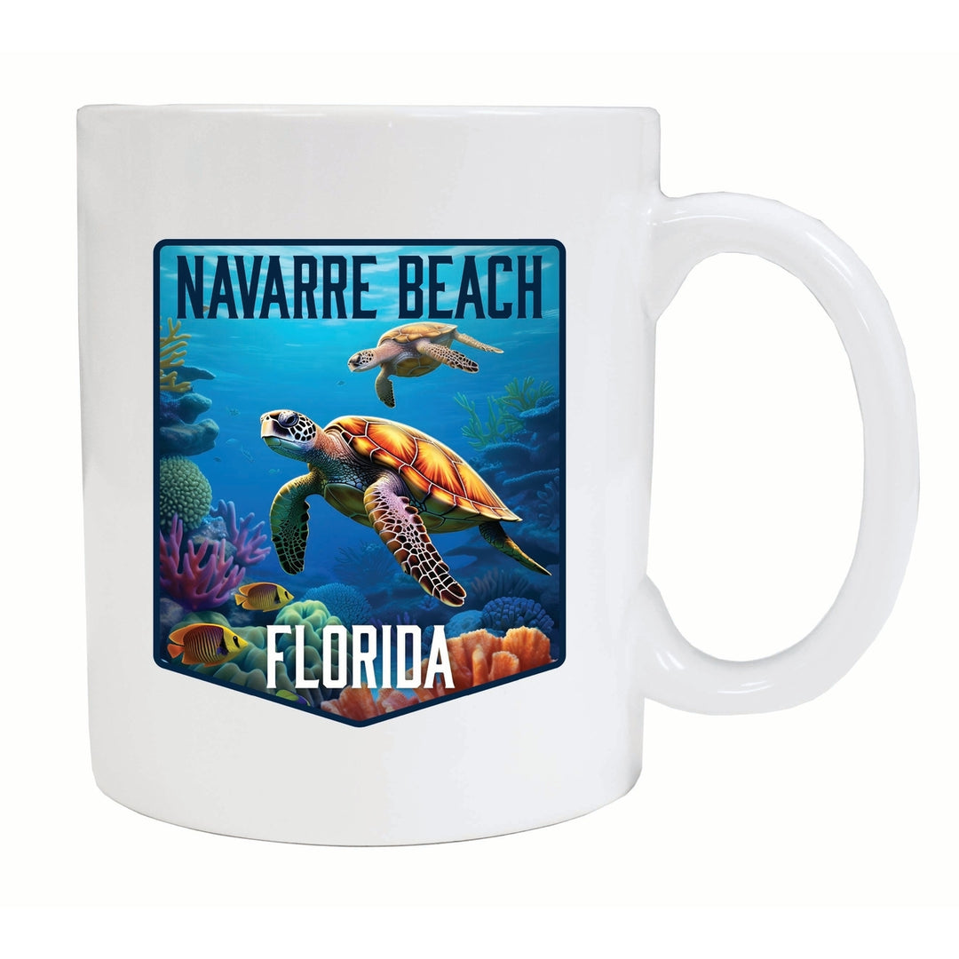 Navarre Beach Florida Underwater Turtle Design Souvenir 12 oz Ceramic Coffee Mug Image 1