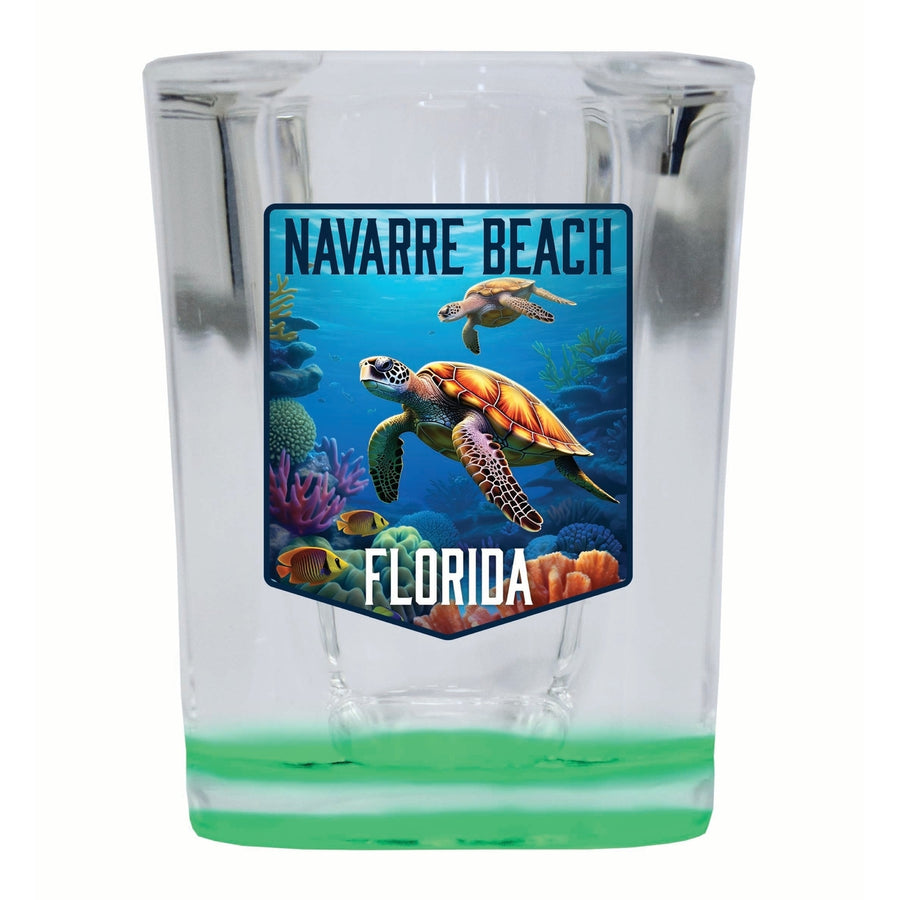 Navarre Beach Florida Underwater Turtle Design Souvenir 2 Ounce Shot Glass Square Image 1