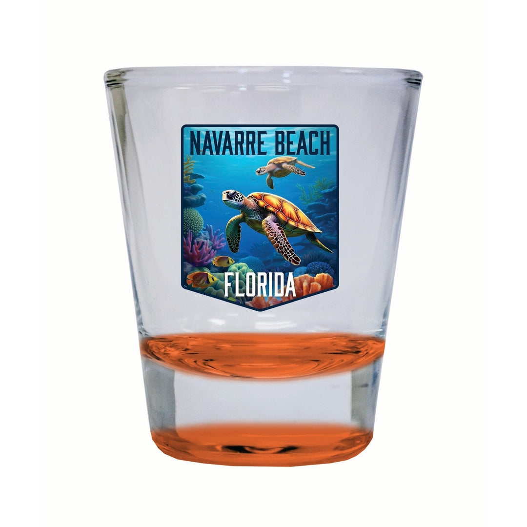 Navarre Beach Florida Underwater Turtle Design Souvenir 2 Ounce Shot Glass Round Image 4