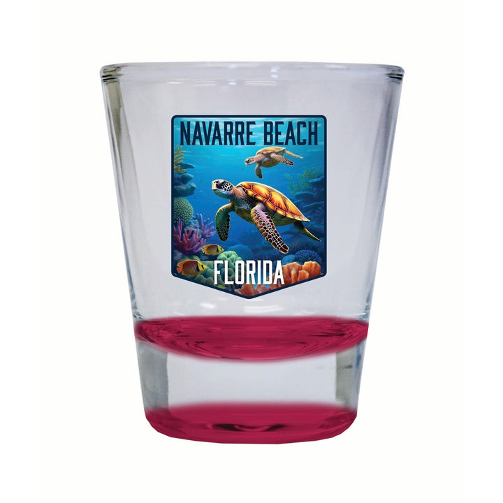 Navarre Beach Florida Underwater Turtle Design Souvenir 2 Ounce Shot Glass Round Image 4