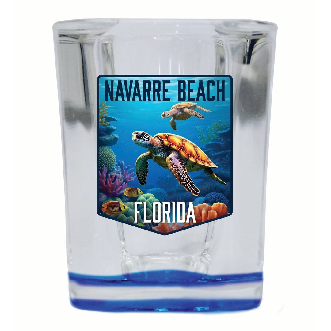 Navarre Beach Florida Underwater Turtle Design Souvenir 2 Ounce Shot Glass Square Image 1