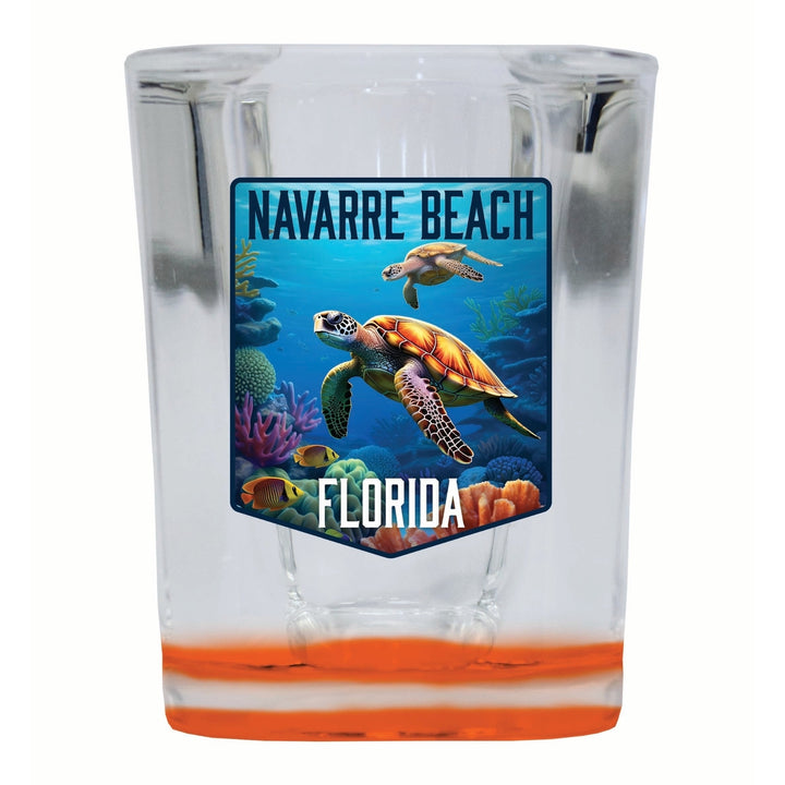 Navarre Beach Florida Underwater Turtle Design Souvenir 2 Ounce Shot Glass Square Image 3