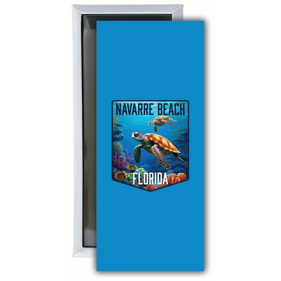 Navarre Beach Florida Underwater Turtle Design Souvenir Fridge Magnet 4.75 x 2 Inch Image 1