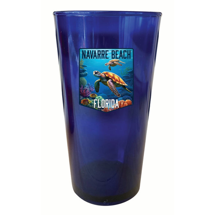 Navarre Beach Florida Underwater Turtle Design Souvenir Plastic 16 oz pint Image 1