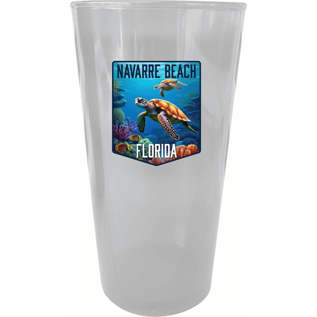 Navarre Beach Florida Underwater Turtle Design Souvenir Plastic 16 oz pint Image 2