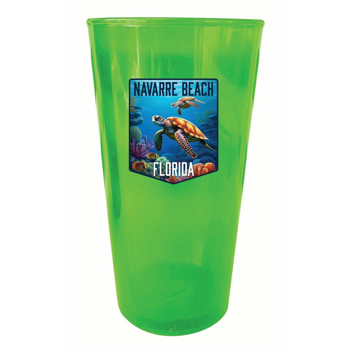 Navarre Beach Florida Underwater Turtle Design Souvenir Plastic 16 oz pint Image 3