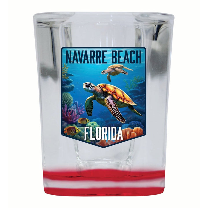 Navarre Beach Florida Underwater Turtle Design Souvenir 2 Ounce Shot Glass Square Image 1