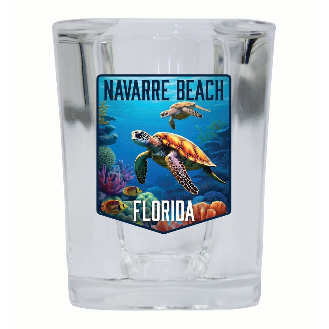 Navarre Beach Florida Underwater Turtle Design Souvenir 2 Ounce Shot Glass Square Image 4