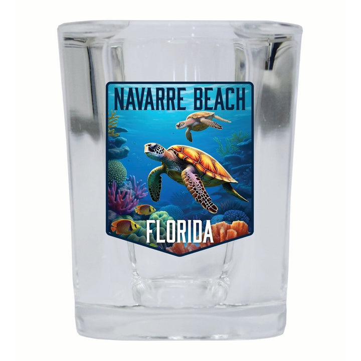 Navarre Beach Florida Underwater Turtle Design Souvenir 2 Ounce Shot Glass Square Image 1