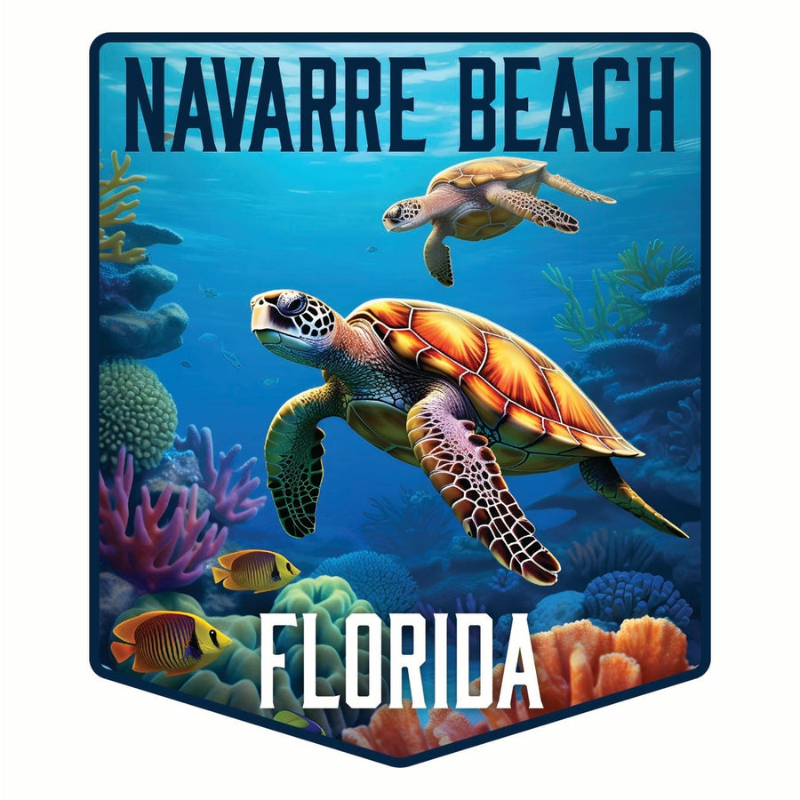 Navarre Beach Florida Underwater Turtle Design Souvenir Die Cut Flat Magnet Image 1