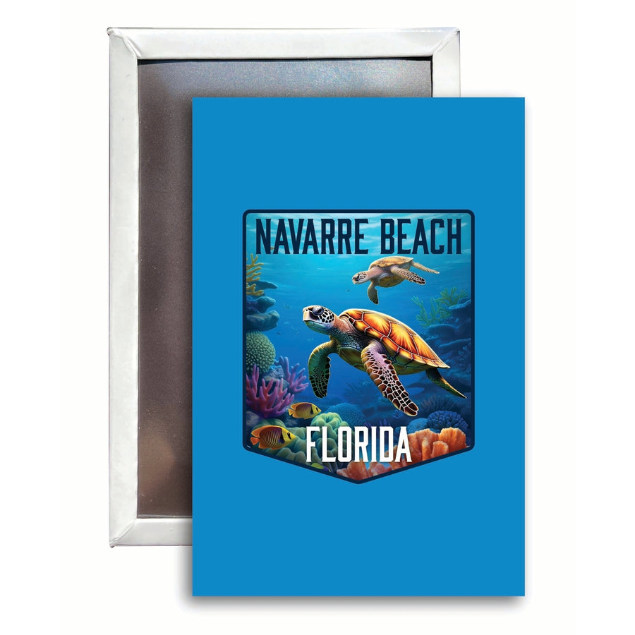 Navarre Beach Florida Underwater Turtle Design Souvenir Refrigerator Magnet 2.5"X3.5" Image 1