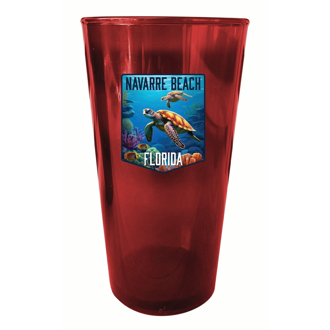 Navarre Beach Florida Underwater Turtle Design Souvenir Plastic 16 oz pint Image 4