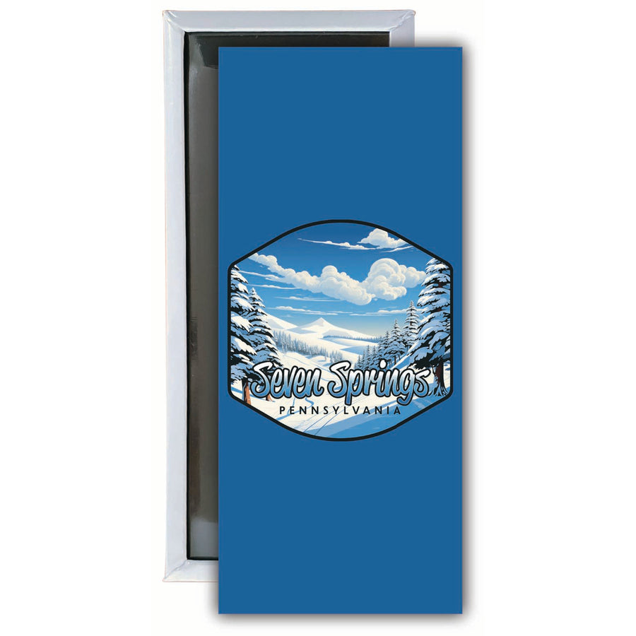 Seven Springs Pennsylvania Ski Slopes Design Souvenir Fridge Magnet 4.75 x 2 Inch Image 1