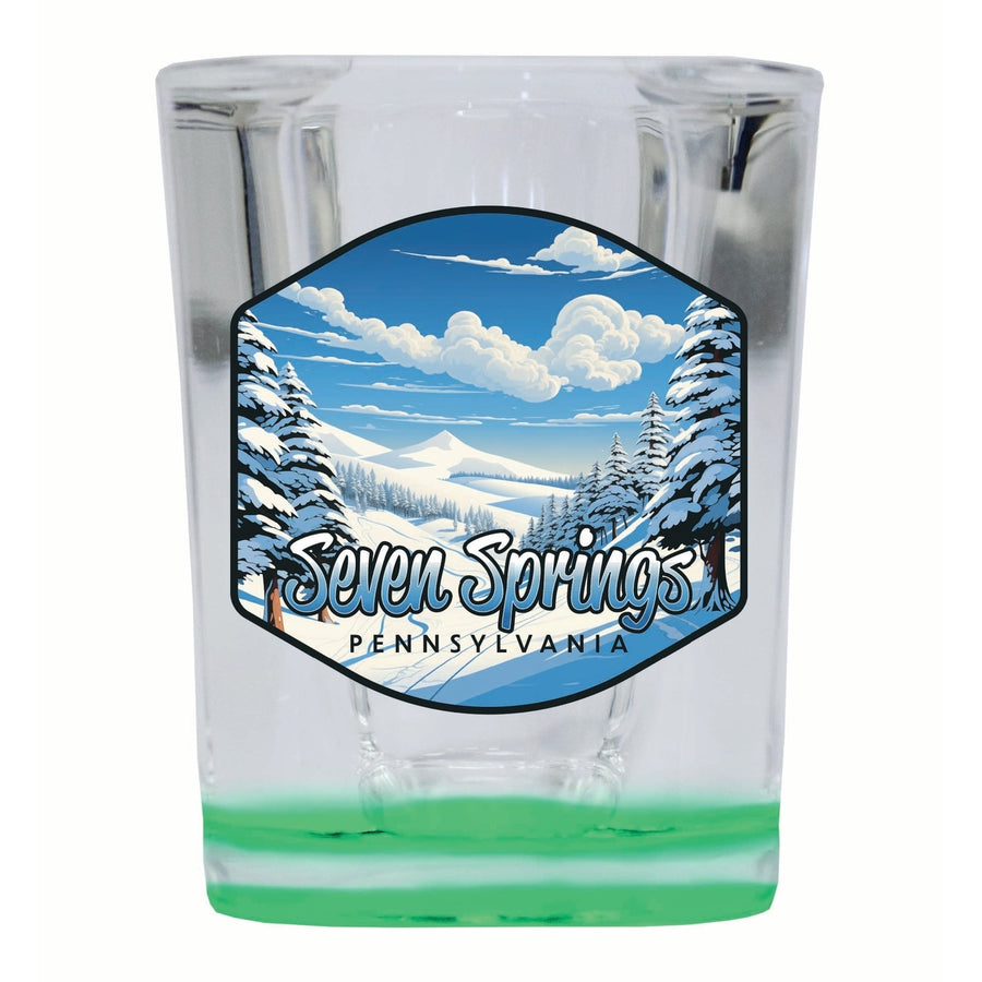 Seven Springs Pennsylvania Ski Slopes Design Souvenir 2 Ounce Shot Glass Square Image 1