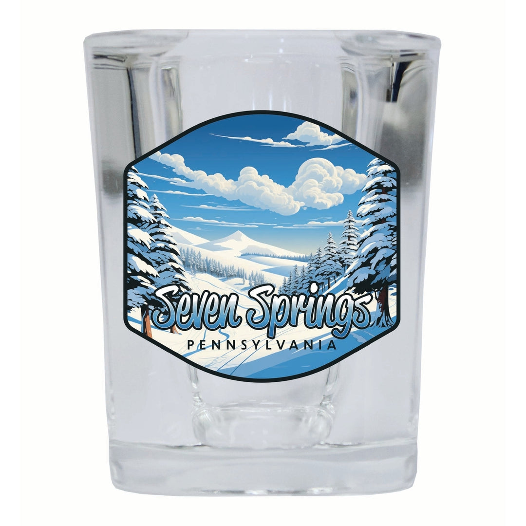 Seven Springs Pennsylvania Ski Slopes Design Souvenir 2 Ounce Shot Glass Square Image 2