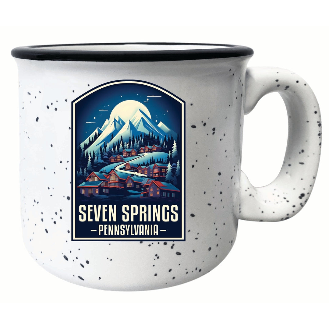 Seven Springs Pennsylvania Snowy Village Design Souvenir 16 oz Ceramic camping mug Image 1