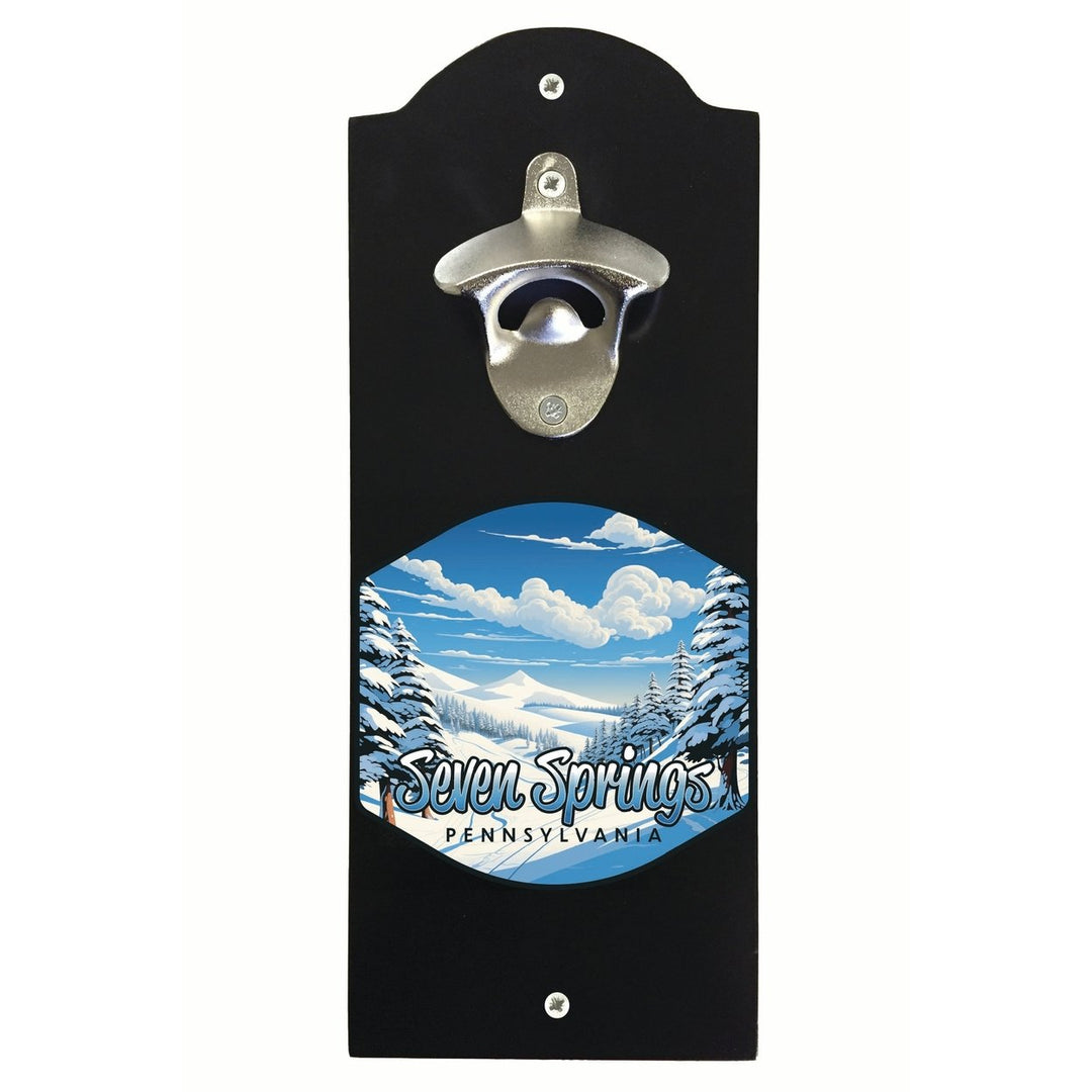 Seven Springs Pennsylvania Ski Slopes Design Souvenir Wall mounted bottle opener Image 1