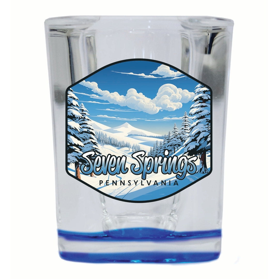 Seven Springs Pennsylvania Ski Slopes Design Souvenir 2 Ounce Shot Glass Square Image 3