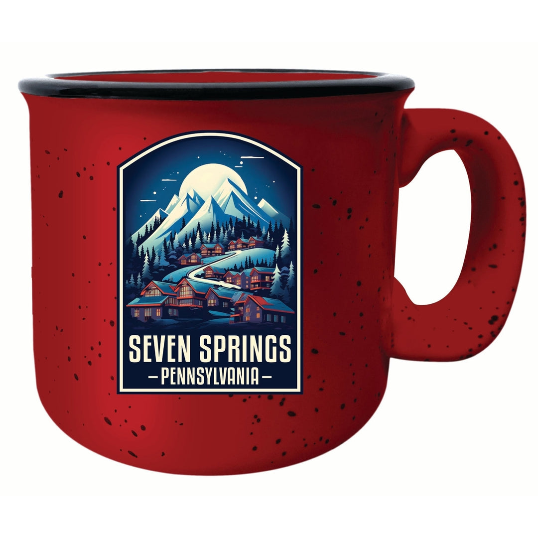 Seven Springs Pennsylvania Snowy Village Design Souvenir 16 oz Ceramic camping mug Image 2