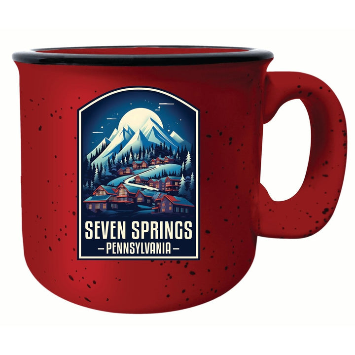 Seven Springs Pennsylvania Snowy Village Design Souvenir 16 oz Ceramic camping mug Image 1