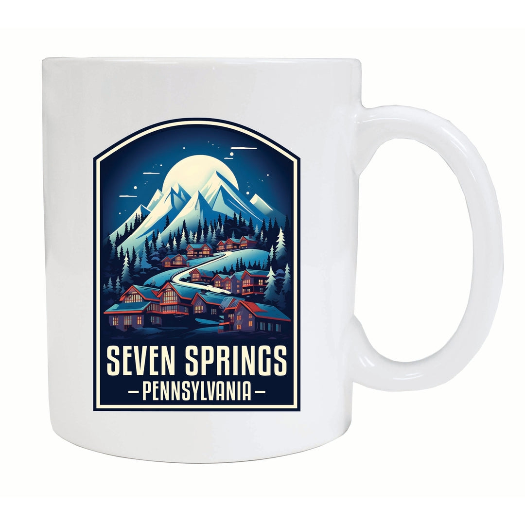 Seven Springs Pennsylvania Snowy Village Design Souvenir 12 oz Ceramic Coffee Mug Image 2