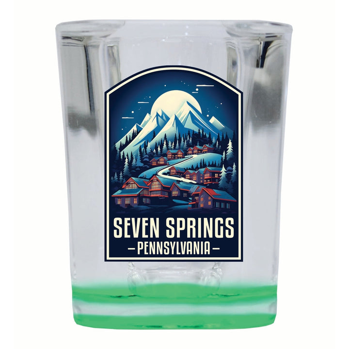 Seven Springs Pennsylvania Snowy Village Design Souvenir 2 Ounce Shot Glass Square Image 1