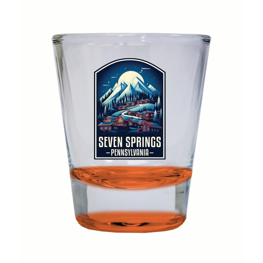 Seven Springs Pennsylvania Snowy Village Design Souvenir 2 Ounce Shot Glass Round Image 1