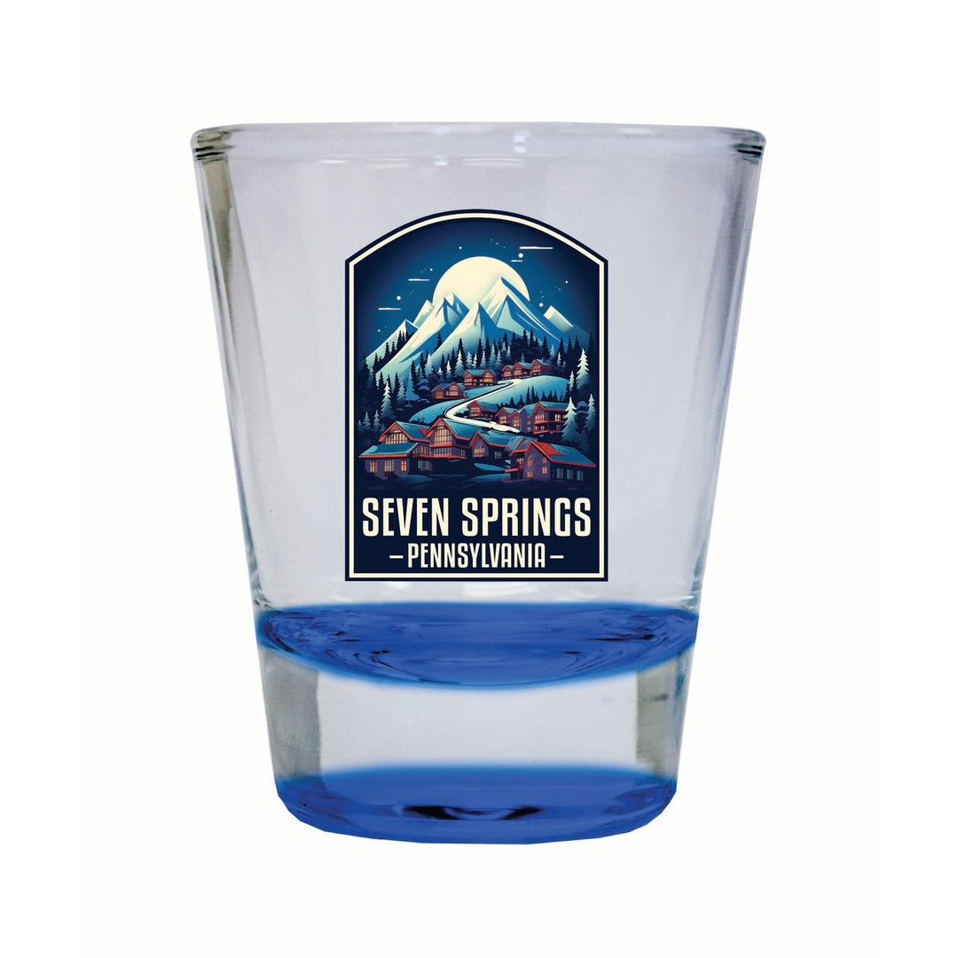 Seven Springs Pennsylvania Snowy Village Design Souvenir 2 Ounce Shot Glass Round Image 2