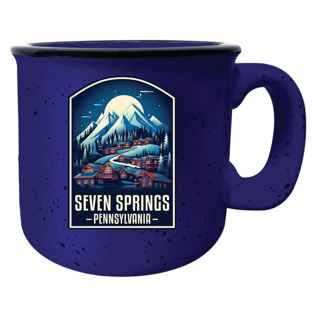 Seven Springs Pennsylvania Snowy Village Design Souvenir 16 oz Ceramic camping mug Image 3