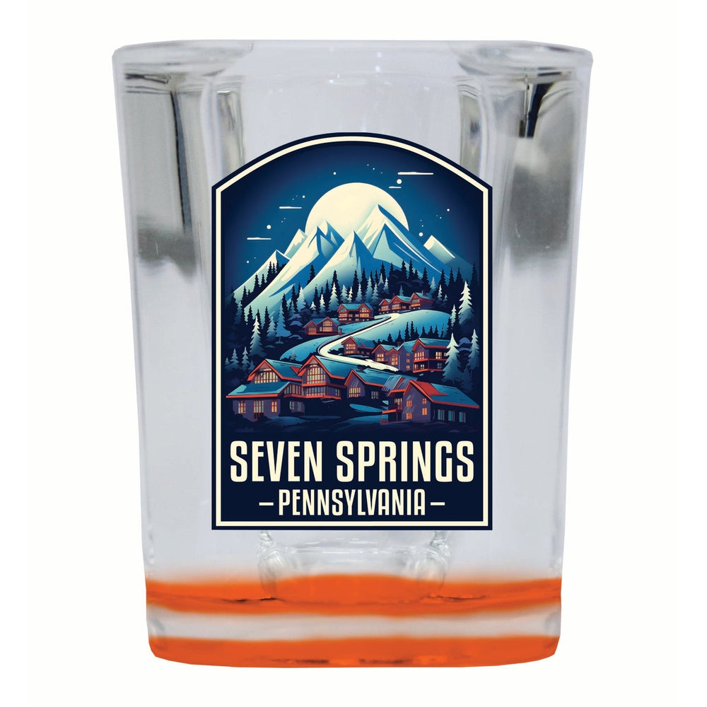 Seven Springs Pennsylvania Snowy Village Design Souvenir 2 Ounce Shot Glass Square Image 2