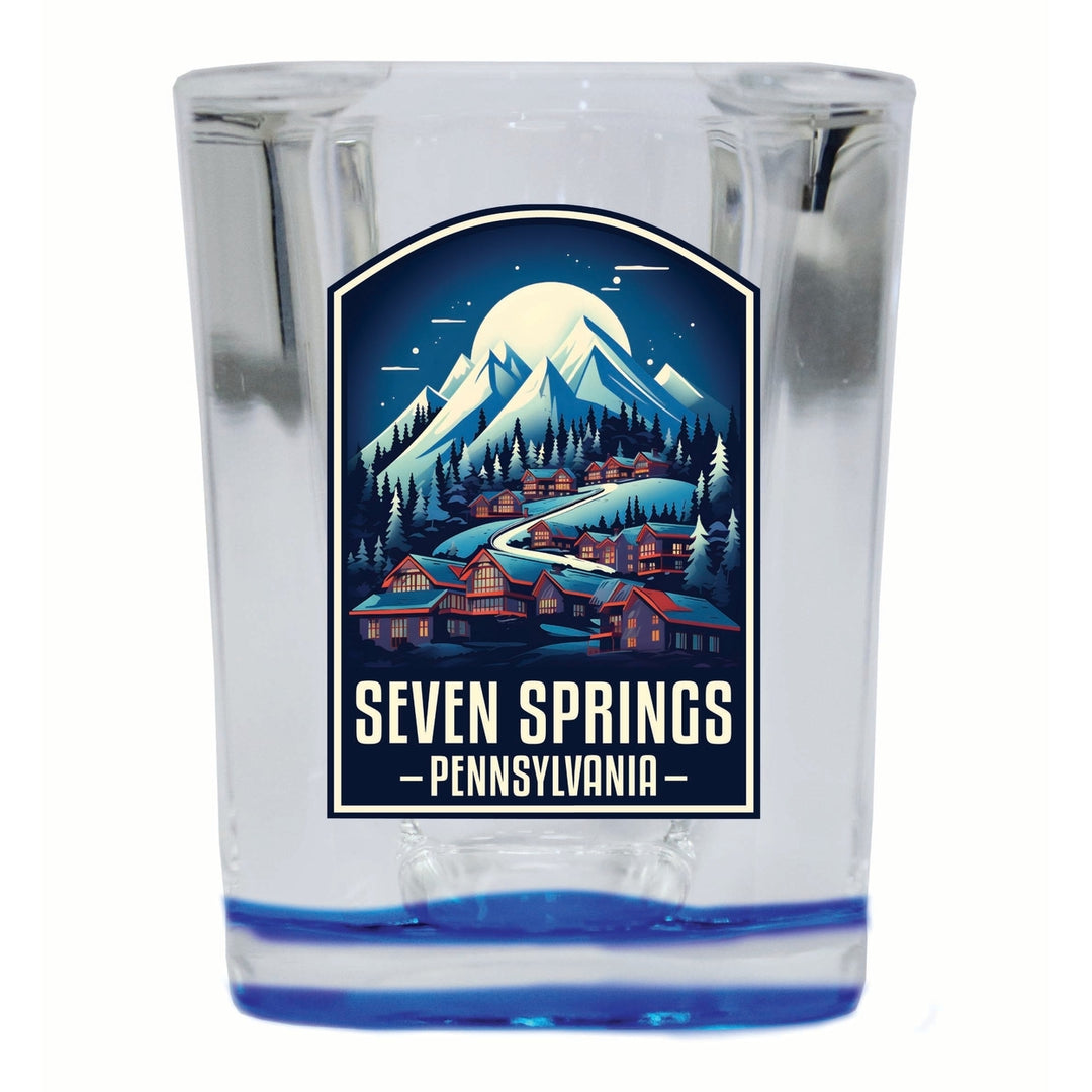 Seven Springs Pennsylvania Snowy Village Design Souvenir 2 Ounce Shot Glass Square Image 3