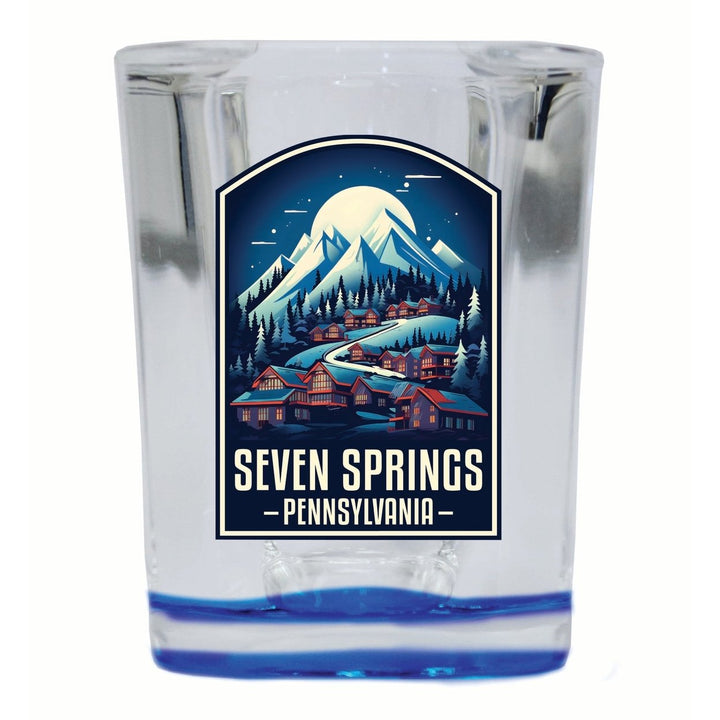 Seven Springs Pennsylvania Snowy Village Design Souvenir 2 Ounce Shot Glass Square Image 1