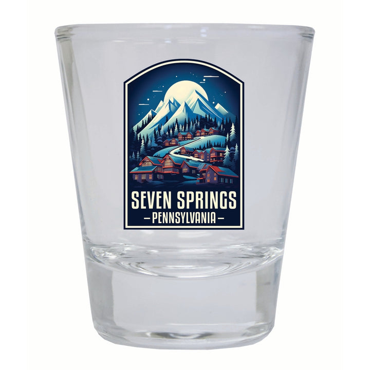 Seven Springs Pennsylvania Snowy Village Design Souvenir 2 Ounce Shot Glass Round Image 3