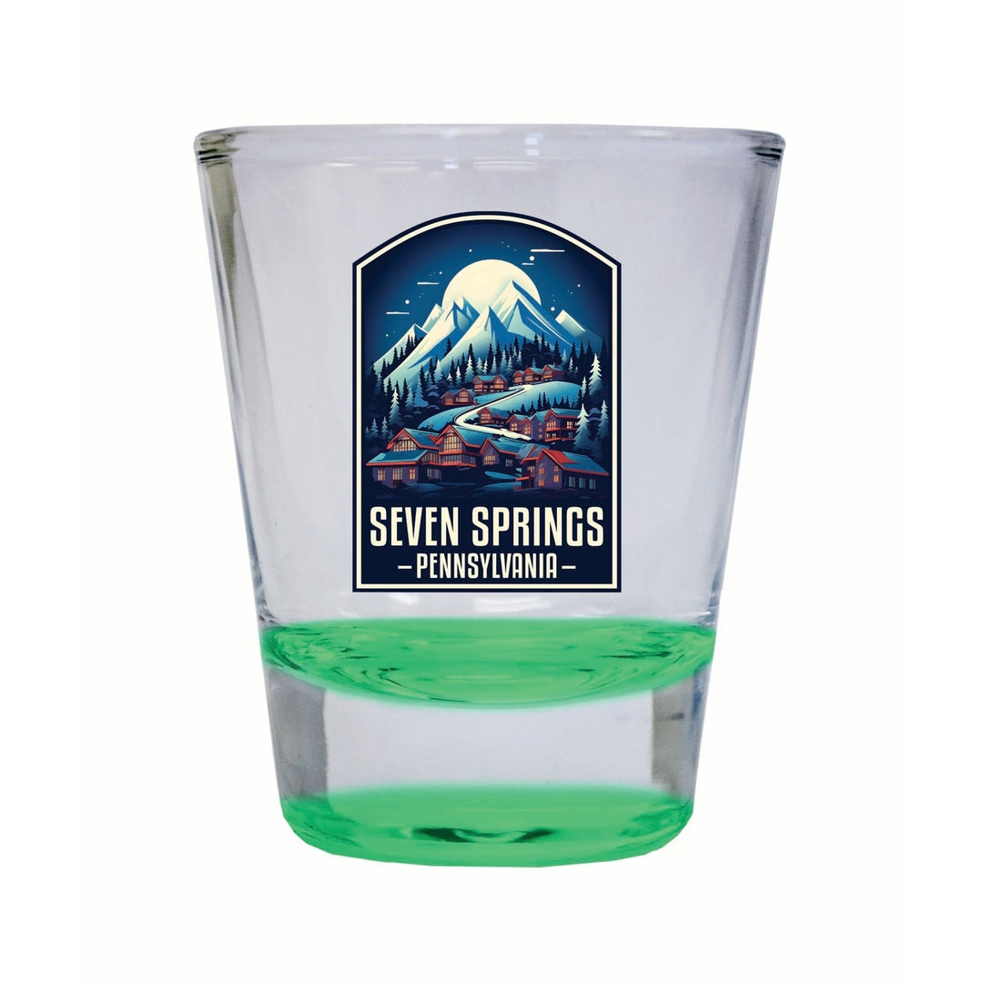 Seven Springs Pennsylvania Snowy Village Design Souvenir 2 Ounce Shot Glass Round Image 4