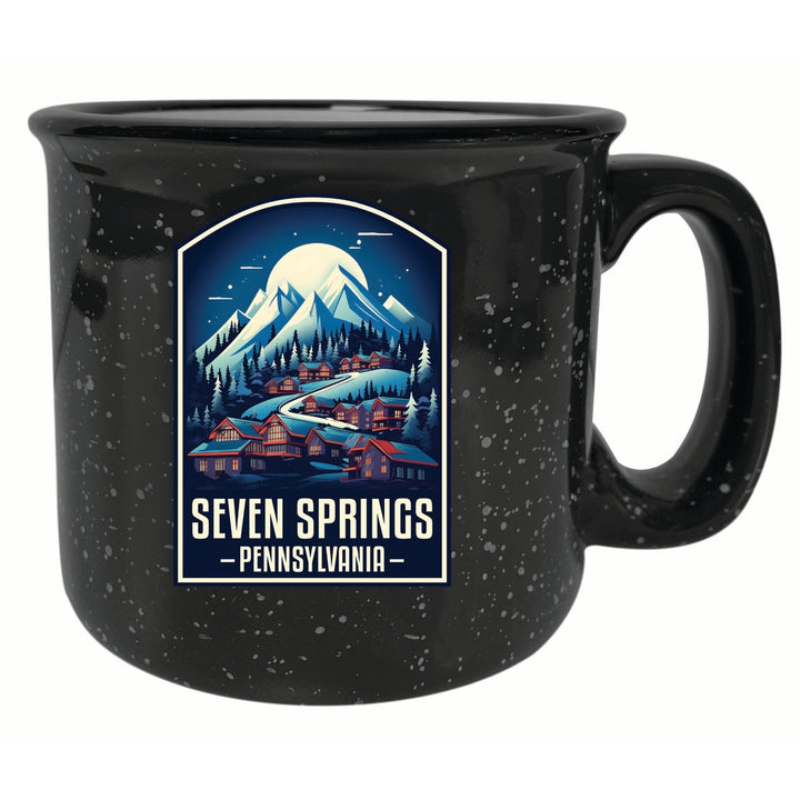 Seven Springs Pennsylvania Snowy Village Design Souvenir 16 oz Ceramic camping mug Image 4