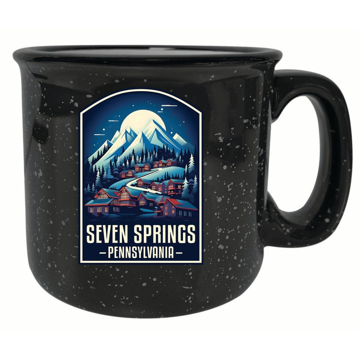 Seven Springs Pennsylvania Snowy Village Design Souvenir 16 oz Ceramic camping mug Image 1