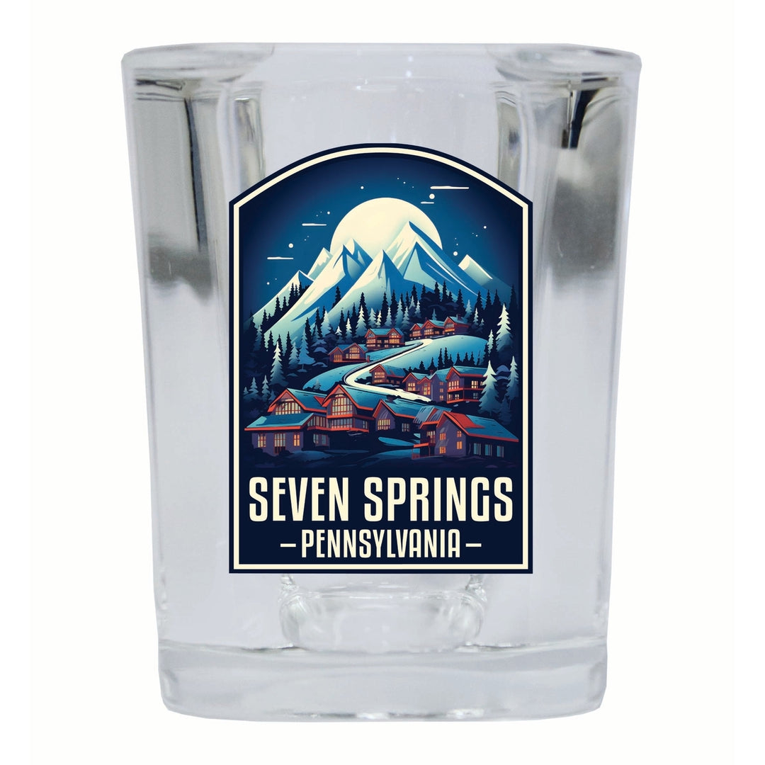 Seven Springs Pennsylvania Snowy Village Design Souvenir 2 Ounce Shot Glass Square Image 4