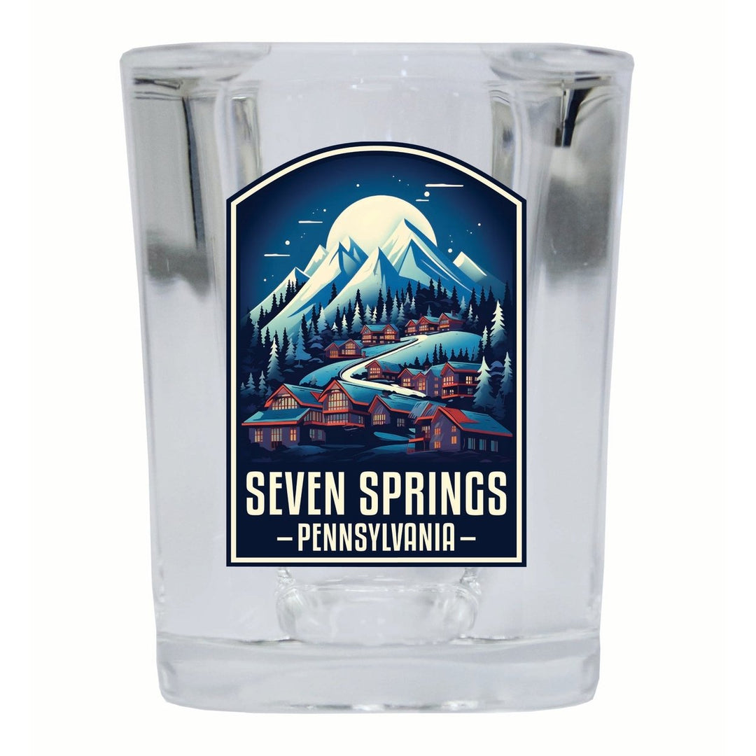 Seven Springs Pennsylvania Snowy Village Design Souvenir 2 Ounce Shot Glass Square Image 1