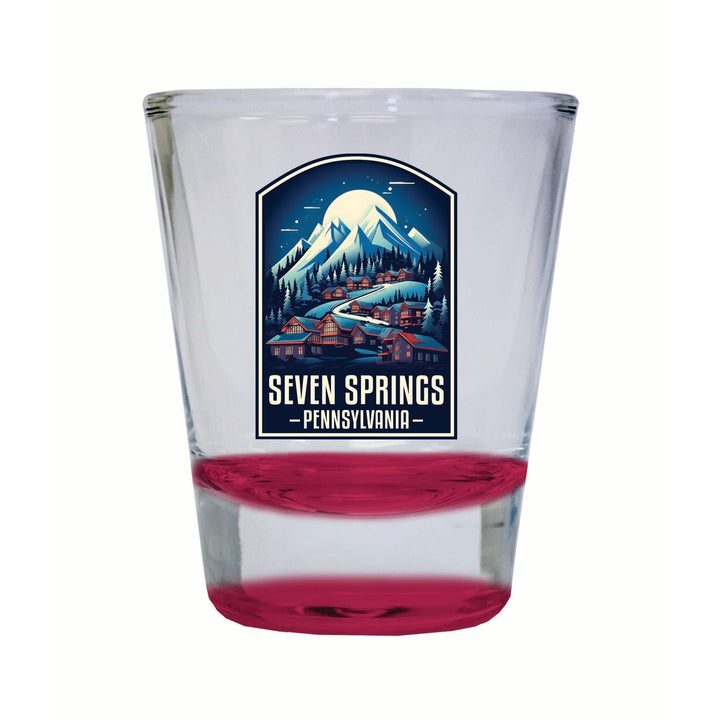 Seven Springs Pennsylvania Snowy Village Design Souvenir 2 Ounce Shot Glass Round Image 4